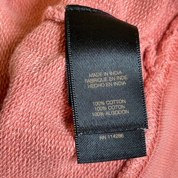 Frye Rose Size L Pink Embroidered Cotton Terry Crop Sweatshirt Boho Western Cozy - Picture 3 of 12